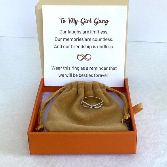 Story Jewellry Sterling Silver 925 Best Friends Girl Gang CZ Infinity Ring Sz 7 - Picture 5 of 16